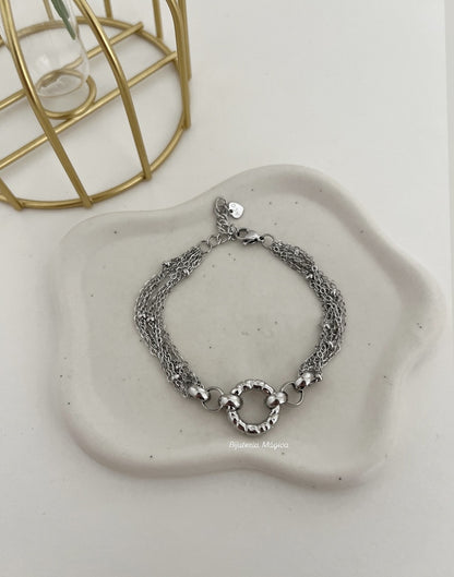 Hammered Circle Steel Bracelet