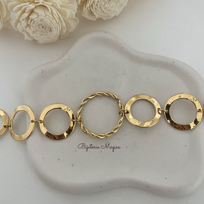 Pulseira Elos Circulares Dourados