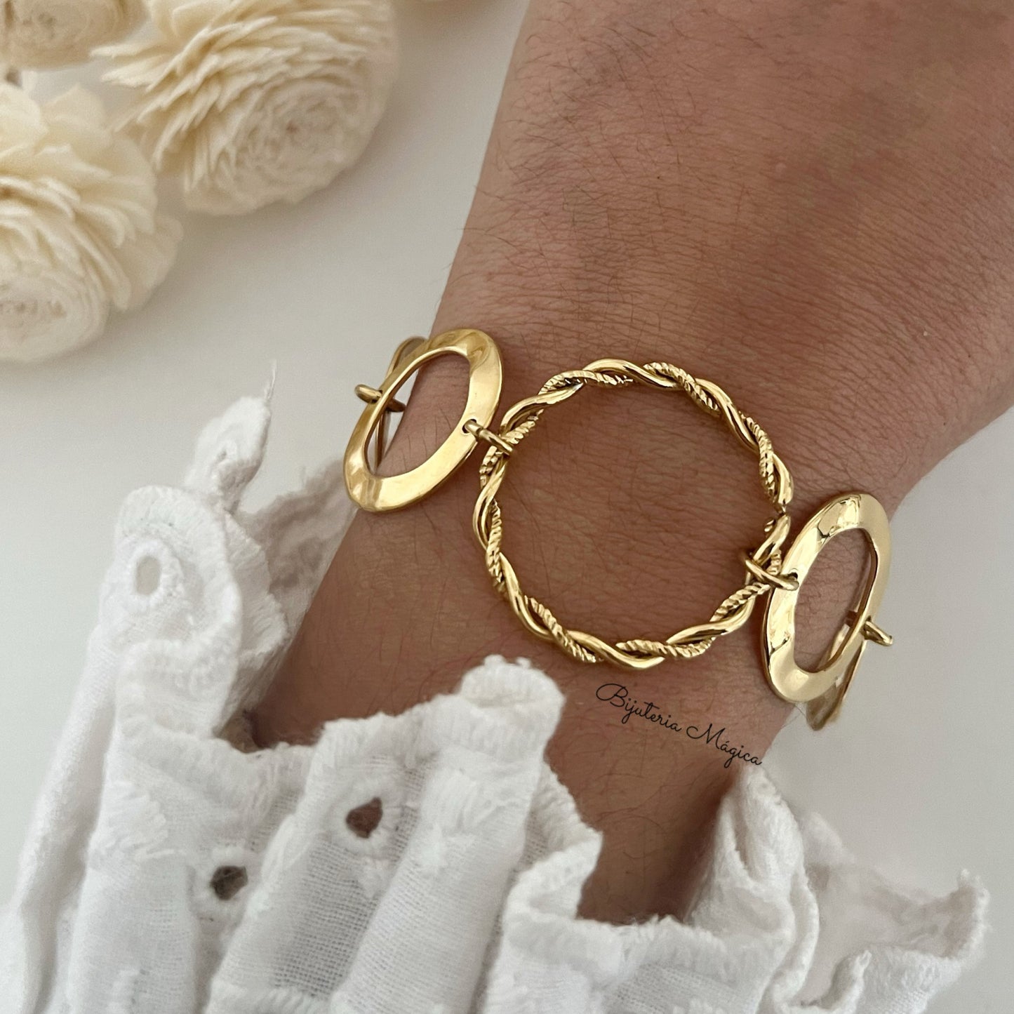 Pulseira Elos Circulares Dourados