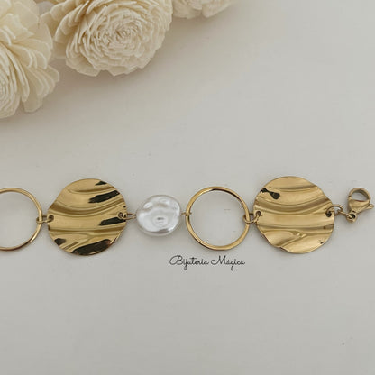 Pulseira Dourada com Pérola Orgânica
