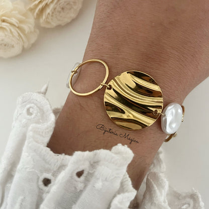 Pulseira Dourada com Pérola Orgânica