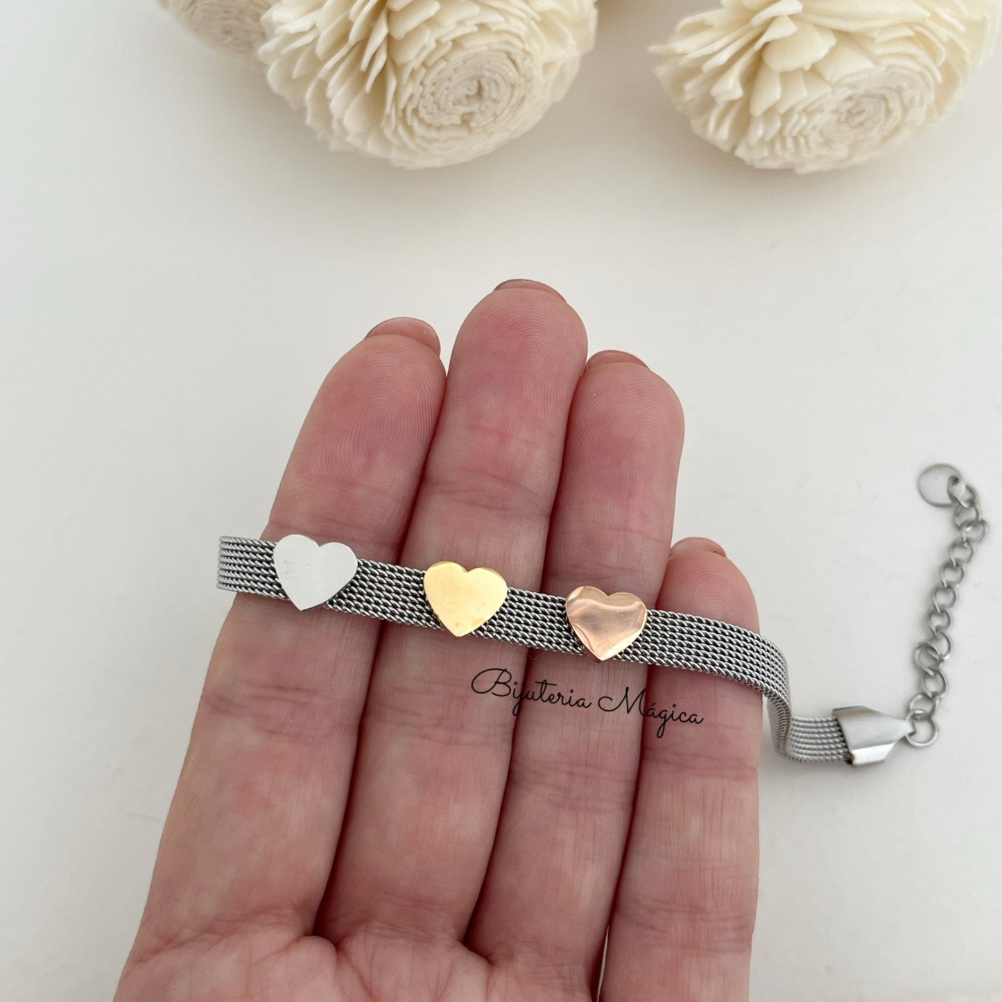 Pulseira Personalizável Corações em Malha