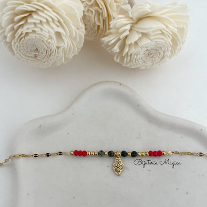Pulseira Contas com Coração de Viana