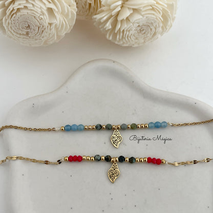 Pulseira Contas com Coração de Viana