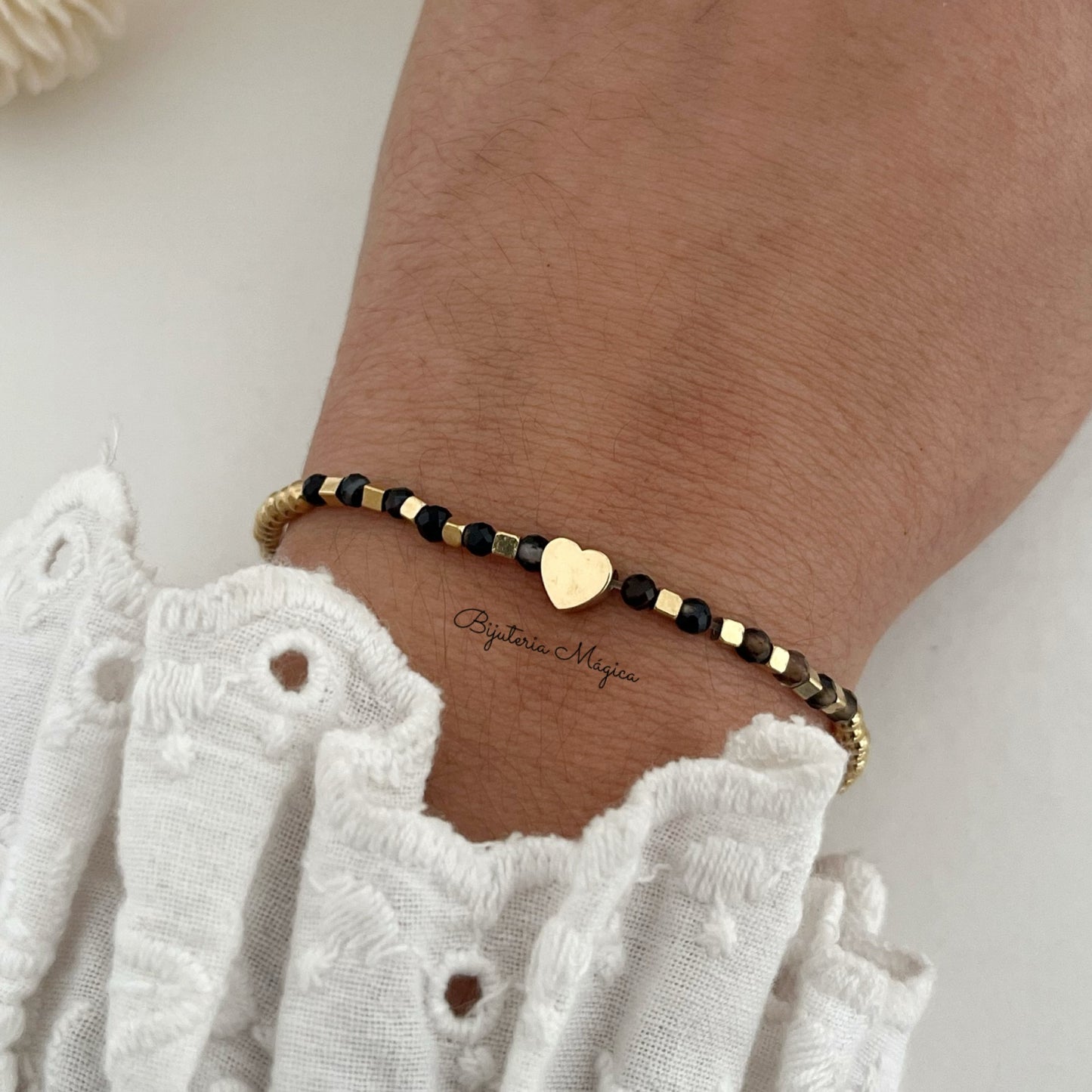 Pulseira Elástica com Coração Personalizável