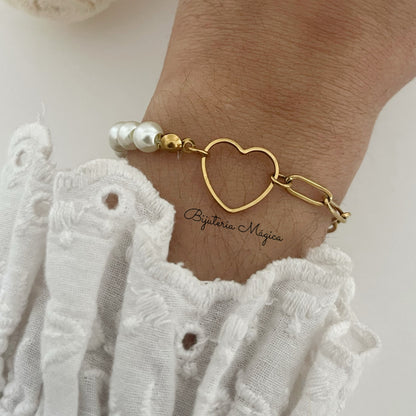 Pulseira Coração Pérola