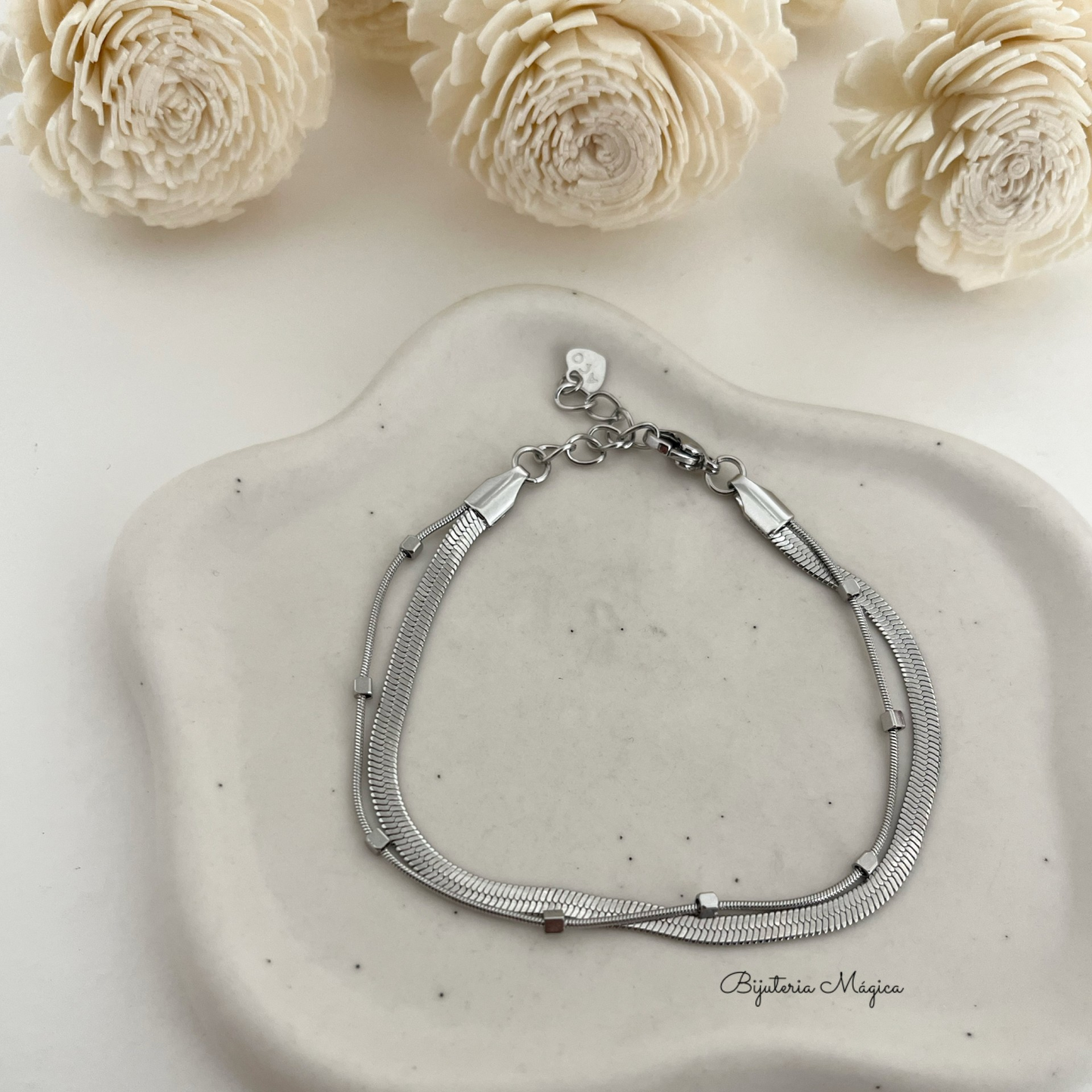Double Herringbone Steel Bracelet
