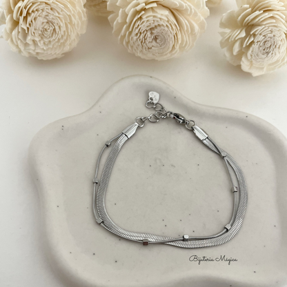 Double Herringbone Steel Bracelet