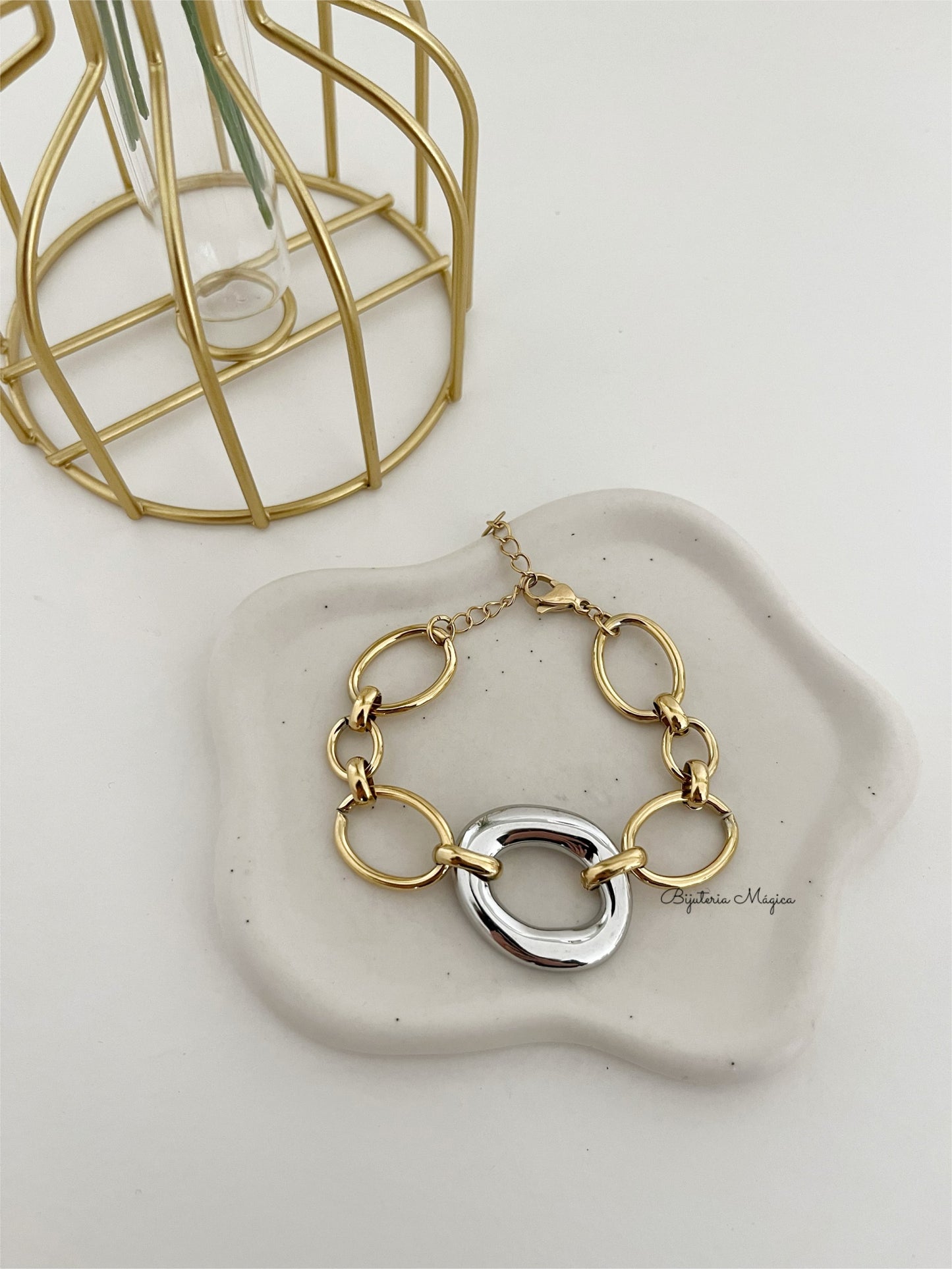 Pulseira Elos Bicolor em Aço