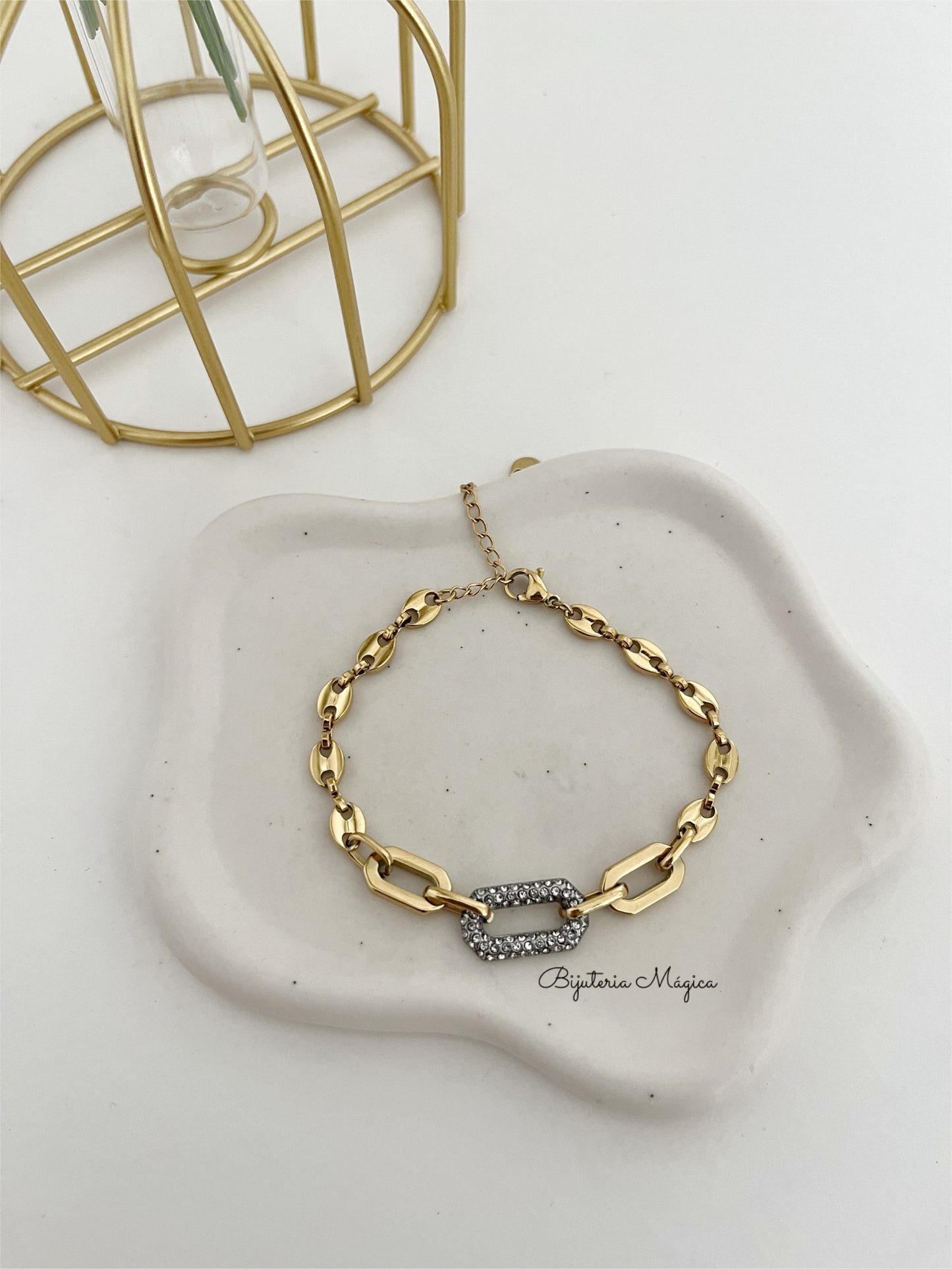 Pulseira Elo Brilhante em Aço