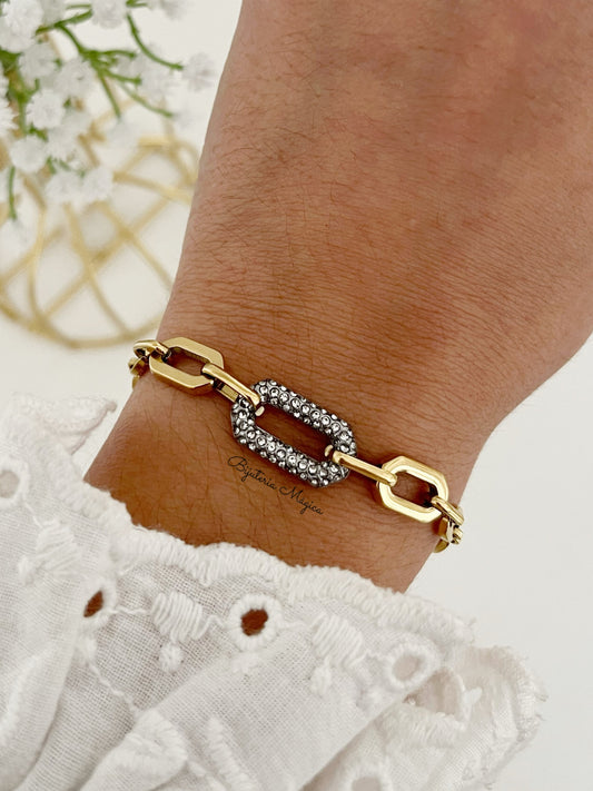 Pulseira Elo Brilhante em Aço