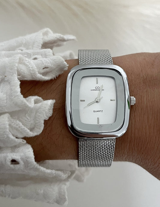 Relógio Square Minimal Prateado