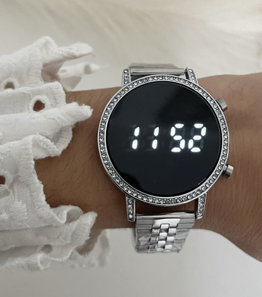 Relógio Digital Crystal Silver