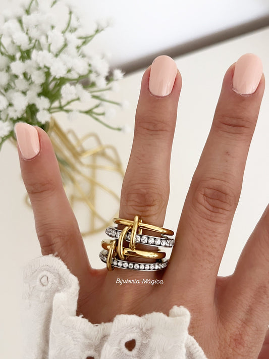 Anel Elo Brilho Bicolor