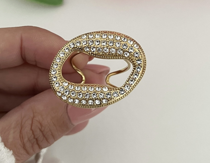 Anel Oval Brilho Dourado