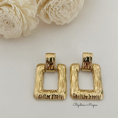 Textured Gold Geometric Earrings