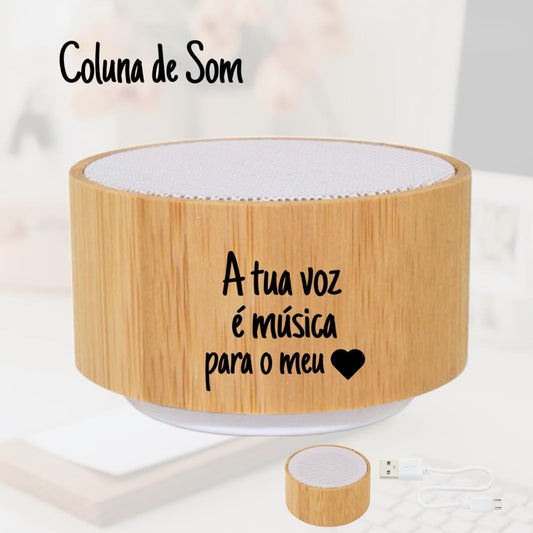 Coluna de Som Bambu Personalizada