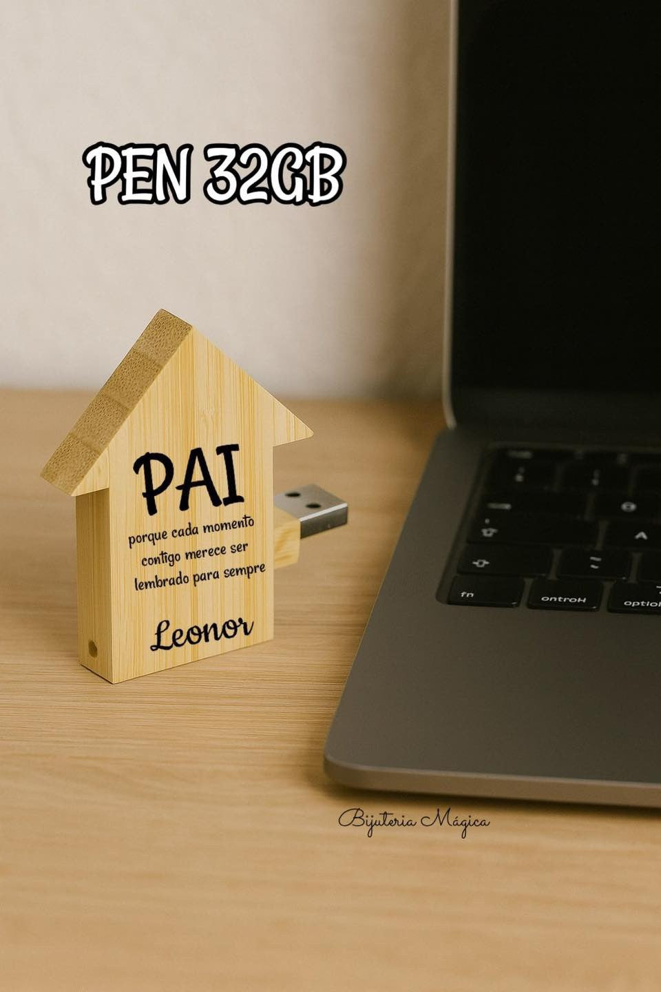 Pen Drive “Memórias de Pai” – 32GB em Bambu