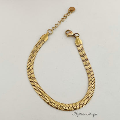 Pulseira Dourada Malha Espiga