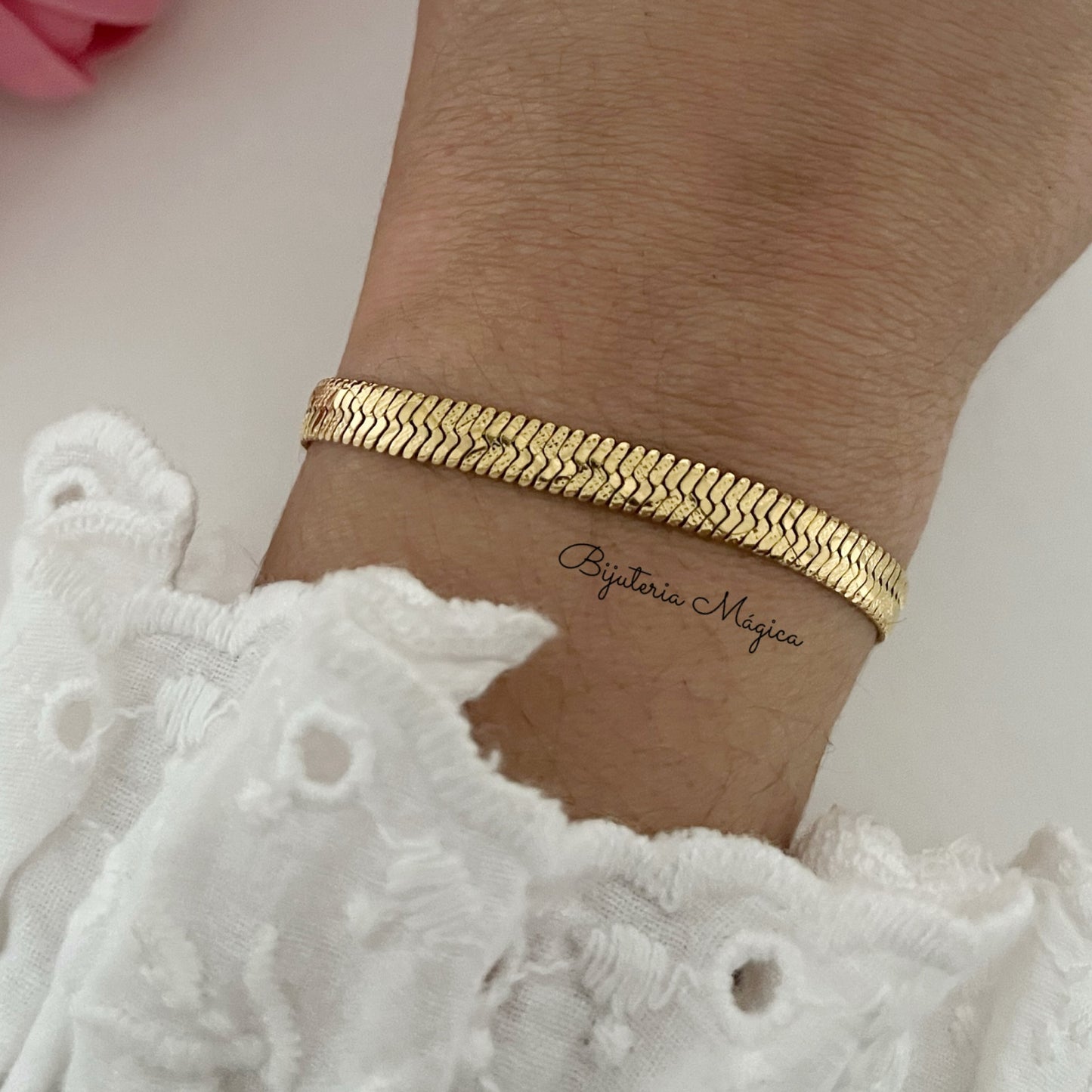 Pulseira Dourada Malha Espiga