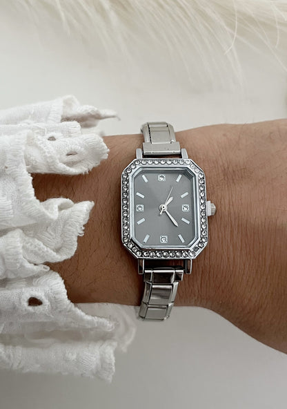 Relógio Square Elastic Prateado